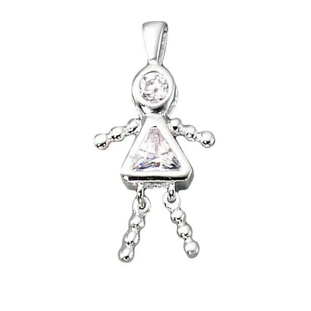 Sterling Silver Girls .8mm May Simulated Birthstone Girl Baby Pendant Necklace Sterling Silver Girls .8mm May Simulated Birthstone Girl Baby Pendant Necklace